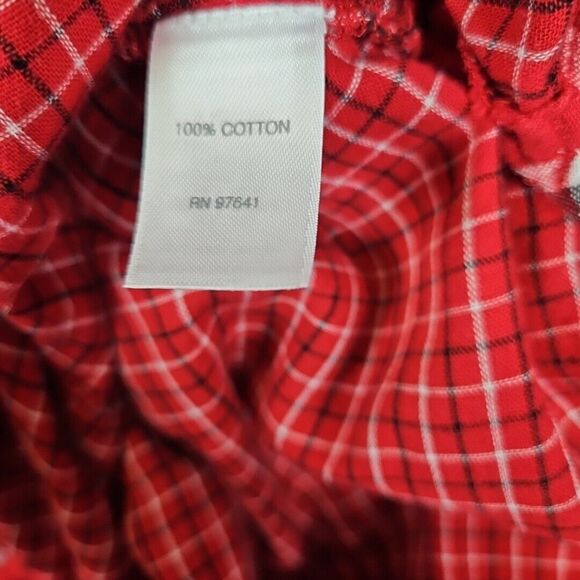 J Jill Blouse Womens L Long Sleeve Red Plaid Button Tunic Long Length Pockets - Picture 9 of 12